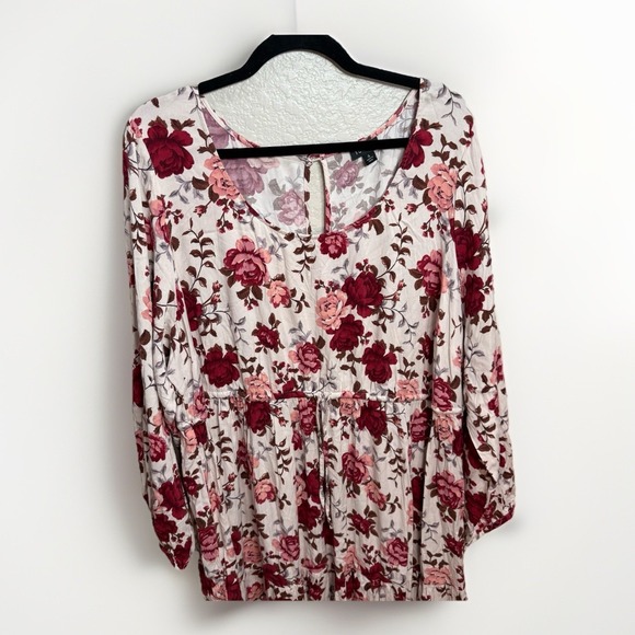 Torrid Dress Womens 4X Red Ivory Floral Skater Challis Fairy CottageCore - Picture 2 of 10